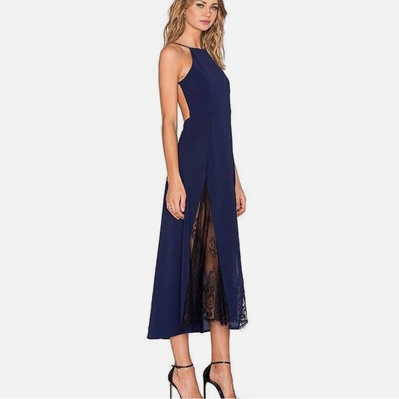 NBD (Revolve) NAVY LACE PANEL MIDI DRESS - Picture 2 of 10